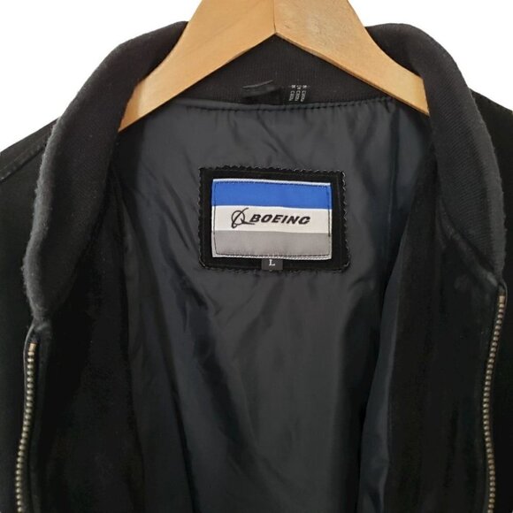 BOEING black suede aviator bomber jacket men's size L - Picture 5 of 15